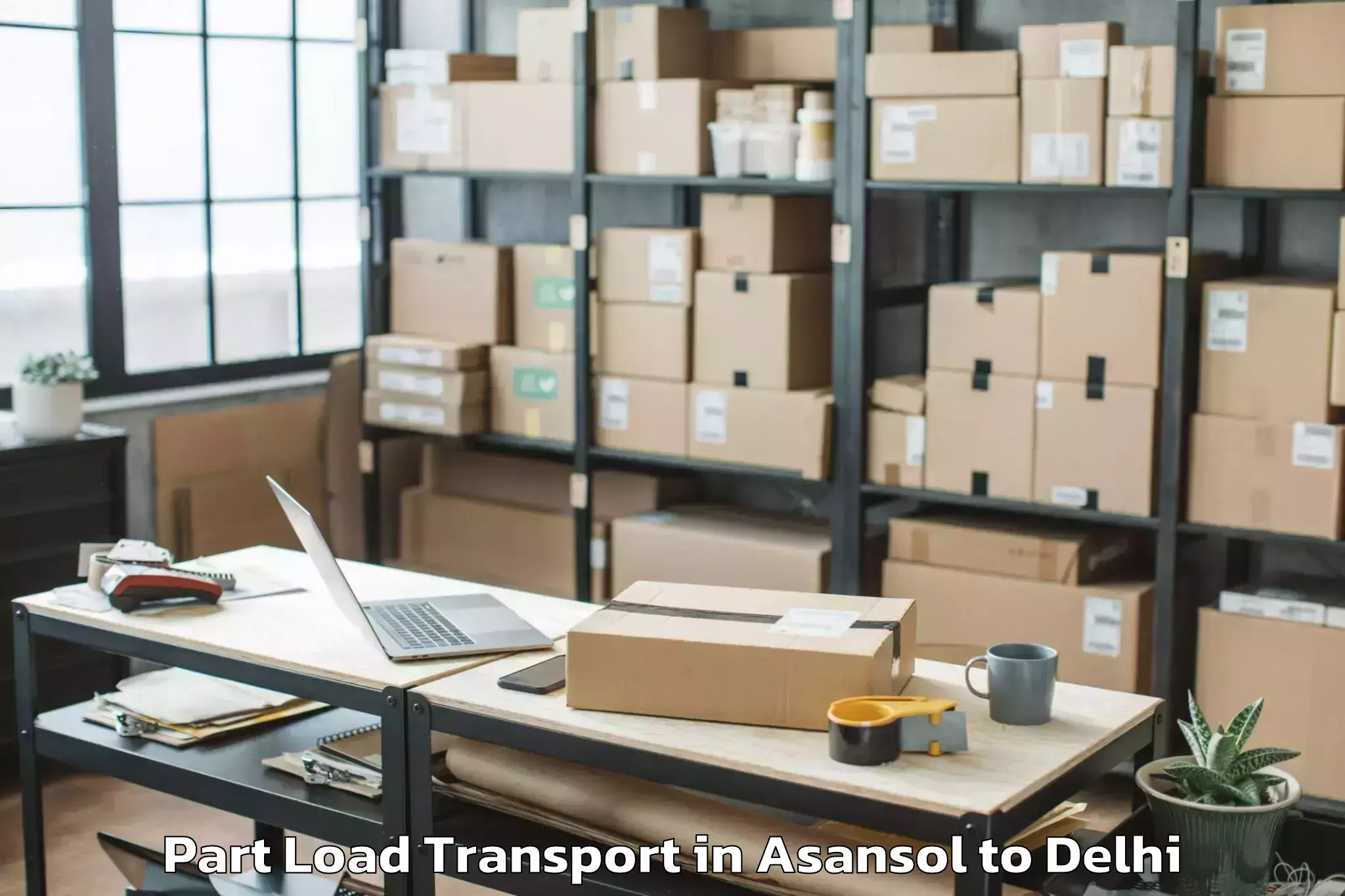 Book Asansol to Naraina Industrial Estate Part Load Transport Online